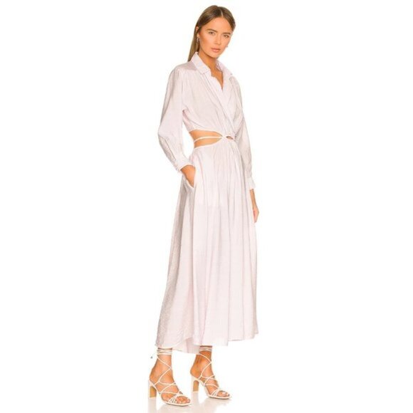 NWT Young Fabulous & Broke lilac collared cutout wrap front tie sun dress, M - Picture 6 of 16